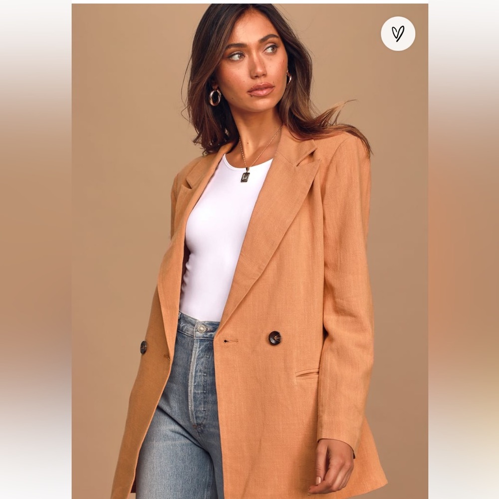 Lulus Peach Oversized Double-Breasted Blazer size medium